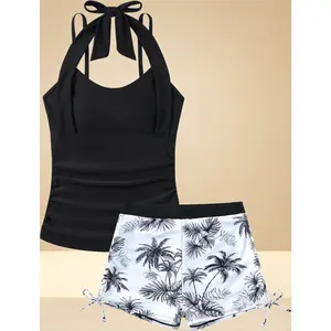 2 Piece Tankini Swimsuit for Girls Teens – Halterneck Bathing Suit with Modest Coverage, Youth Swimwear Size 7-16 (7-8/9-10/11-12/13-14/15-16)