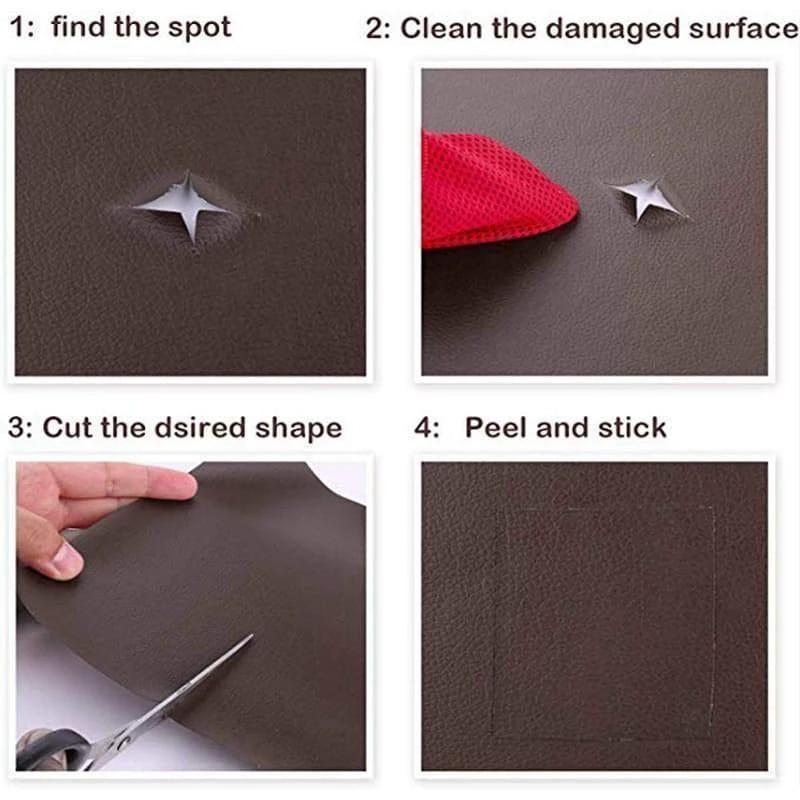 15.7*54 Inch Self Adhesive Leather Repair Patch Tape Sofa Couch Furniture Repair Kit for Car Seats Office Chairs Vinyl Leather Sticker Patch