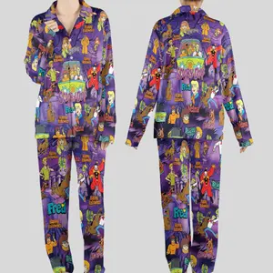 Sc00by D00 Satin Pajamas Set, Horror Mystery Machine Movie Sleepwear, Fan Gift Pjs set