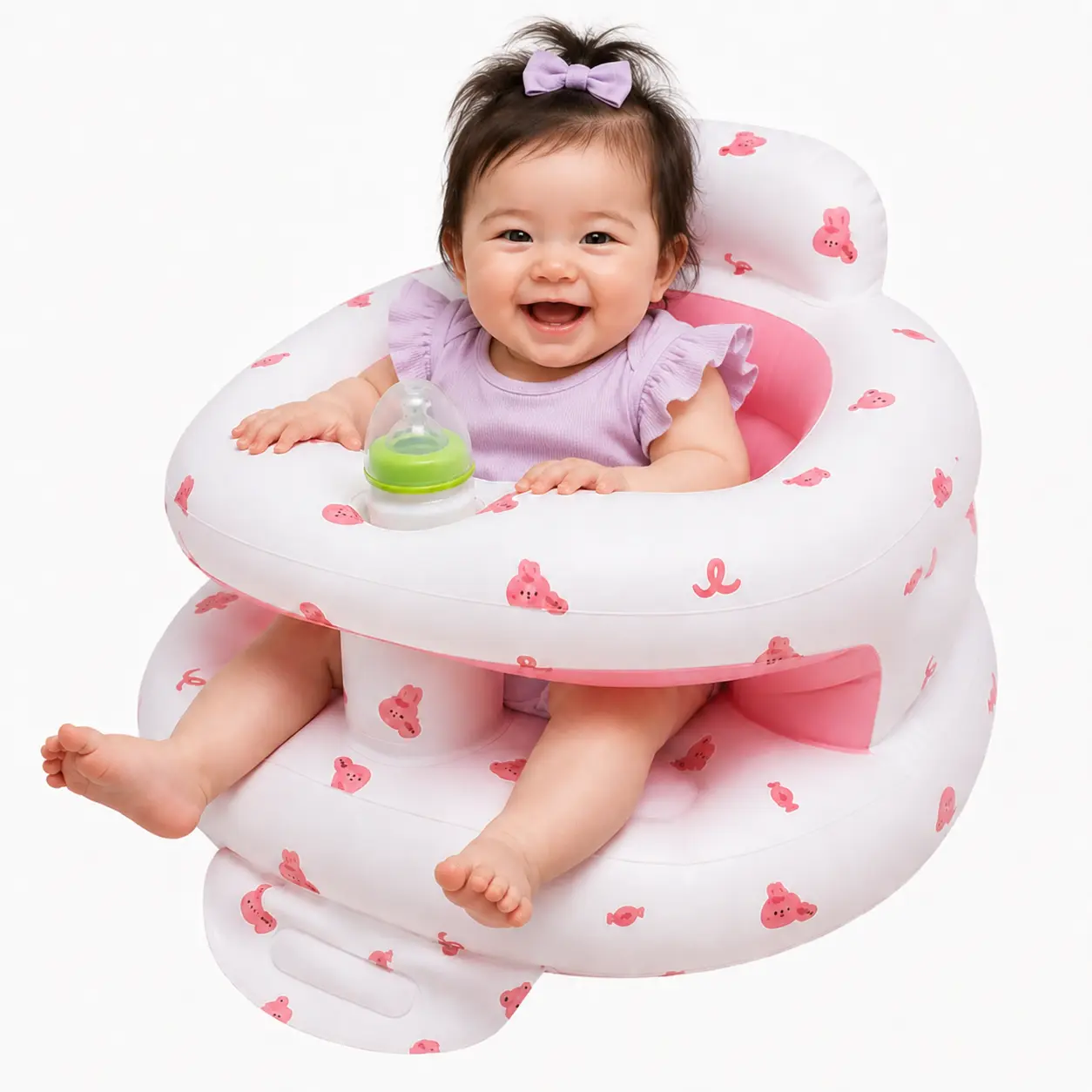 Inflatable Baby Floor Seat with Pump,Inflatable Baby Seat for Sitting Up,Portable Inflatable Sofa Chair,Blow Up Baby Chair with Built in Air Pump