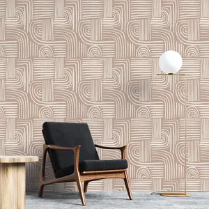 Light Brown and Beige Geometric Line Weave Pattern, Modern Minimalist Style, Wallpaper (Vinyl Material) Self-Adhesive Peel and Stick Diy Friendly DIY Home Decor Sticker, Wardrobe Drawer Wall Transformation Furniture Renovation Multi-Scene Application