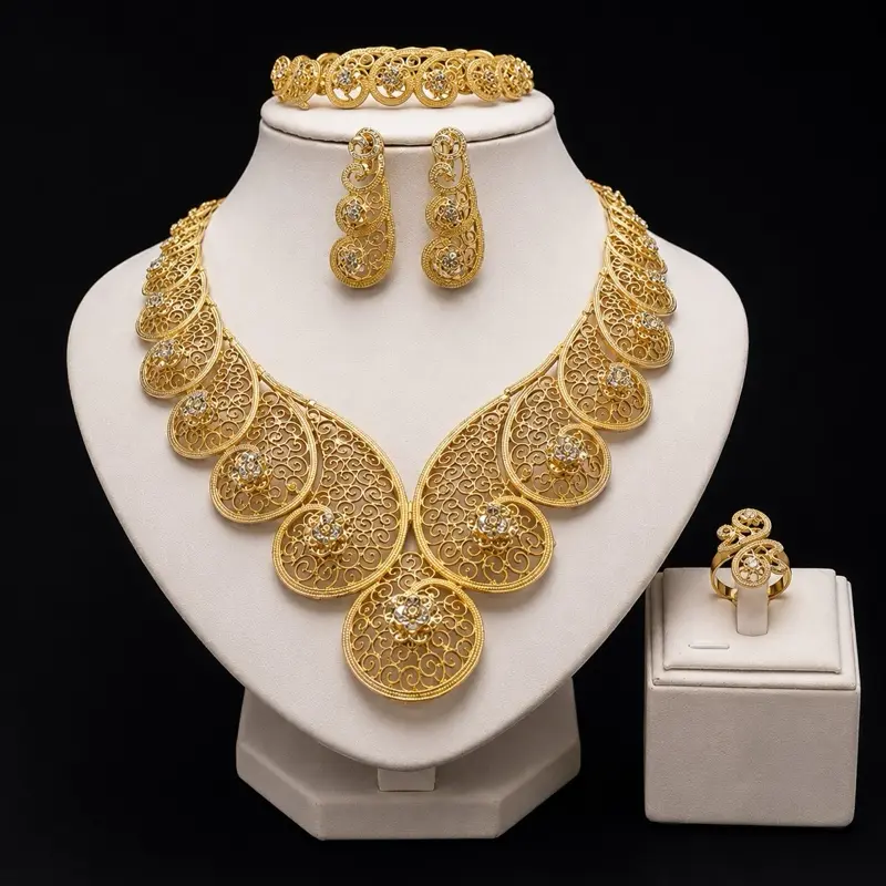 Royal Elegance High-End 5-Piece Gold Jewelry Set