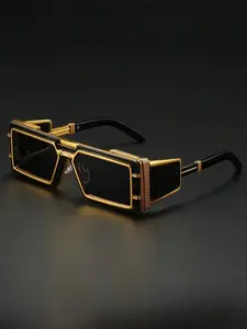 Men's Casual Fashion Zinc Alloy Frame Cyberpunk Glasses Rectangular Sunglasses, Perfect for Parties and Street Photography, All Seasons Wear, Trending Glasses