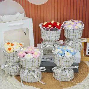3 pcs Creative knitted yarn puff bouquet, elegant and thoughtful gift for best friends' birthdays, Valentine's Day artificial flowers