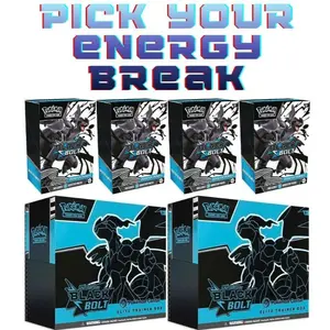 **READ DESCRIPTION** Break 153: (2) Black Bolt ETB & (4) Black Bolt Booster Bundles Pick Your Energy Cards Grass Water Fire Electric Fighting Dark Psychic Steel
