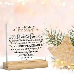 Friend Appreciation Acrylic Desk Plaque, Transparent Gift for Best Friend, Soul Sister, Girlfriend, Home Decor for Living Room Bedroom Office, Signs