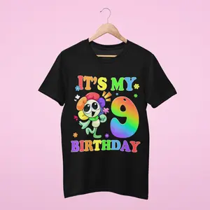 Dandy It's My 9th Birthday Shirt, Dandy's World Toys Boys And Girls Shirt, Sprunkii Game T-Shirt, Cute Dandy Lover Funny World Sprunki Toys Unisex-Kids Black Small Birthday, Dandy And Pebble World Birthday Dandy's Costume For Kids, Birthday Girl Outfit