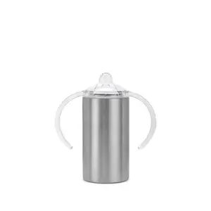Makerflo 12 oz Stainless Steel Straight Sippy Cup Duo with Clear & Hard Plastic Sippy Lid with Handles, Craft-Ready for DIY Gifts & Personalization (Epoxy, UV DTF, and Laser Engraving)
