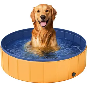 Foldable  Pool, Pet Swimming Pool, Pet Outdoor Bathing Tub,  Bath, Protective Lining, PVC Collapsible Pool for Dogs, Cats 40"