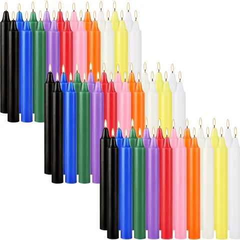 60-Pack Unscented Dripless Paraffin Wax Mini Taper Spell Candles - 4 in Multi-Color Sets, Decorative Candles for Home Decor, Valentine's Day, Baby Shower