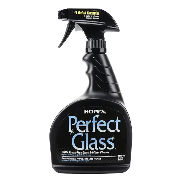 Hope's 32oz Glass Cleaner Spray Bottle - Quick-Dry, Ammonia-Free, Unscented, Residue-Free Spray and Go Solution for Windows/Mirrors/Screens, Home Household Spotless Clean Supply