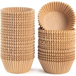 Standard Natural Cupcake Liners 500 Count, No Smell, Grease-Proof Paper Muffin Liners, Food-grade Baking Cups for Cupcakes, Muffins, Nuts