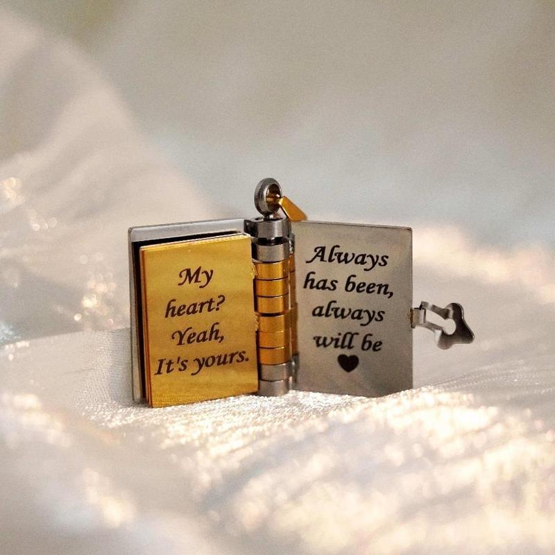 My Love Flip Book Necklace for Couples – Mini Storybook Pendant with It’s You It’s Always Been You Quote, Meaningful Romantic Jewelry, Perfect Anniversary or Valentine’s Day Gift