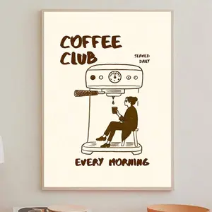 1pc Club Coffee Wall Art Picture Retro Coffee Prints Canvas Paintings Coffee Vibes Posters Coffee Station Decor For Apartment,Bar Cart,Hallway, Dorm Room Decor Gift For Coffee Lover Unframed