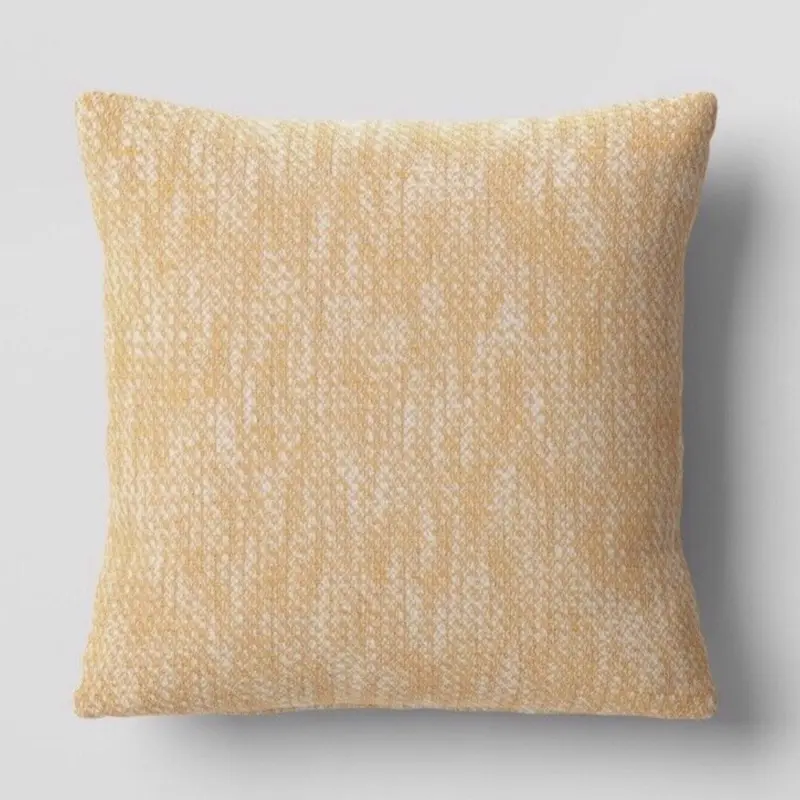 Textured Woven Cotton Square Throw Pillow Yellow- Room Essentials: Dobby Cotton