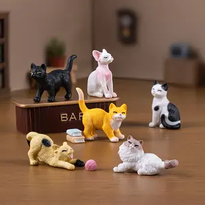 6pcs Cute Simulation Plush Cow Cat Figurines, Cute Cartoon Figurine, Cute Collectible Figurines, Dollhouse DIY Decoration Accessories, Mini Micro Landscape Handmade Ornaments, Adorable Decorations, Cute Animal Design