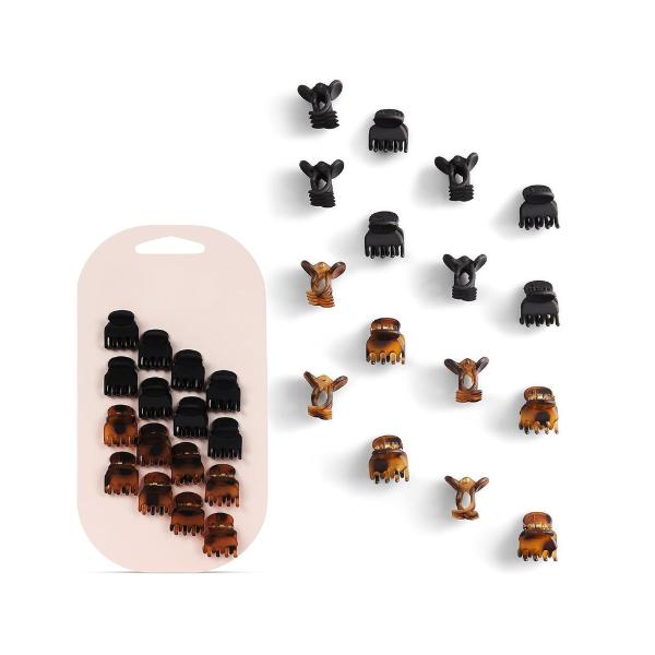 16PCS Mini Claw Clips for Women Girls, Small Hair Clips Tortoise Shell Black, Cute Hair Accessories for Daily Styling