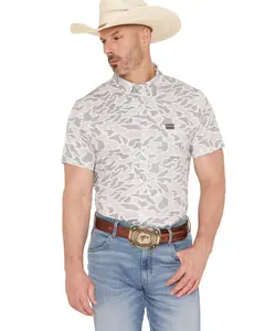 Burlebo Men's Men'S Camo Print Short Sleeve Button-Down Western Shirt - Pbu-Wc
