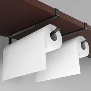 Two titles Paper Towel Holder, Self-Adhesive Paper Towel Holder Under Cabinet for Kitchen, No Drill Wall Mount-SUS304 Stainless Steel, Space-Saving, Easy Installation for Kitchen