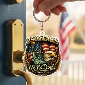 USA 250th Anniversary Keychain – We The People 1776–2026 Patriotic American Eagle Keyring, Fourth of July Gift