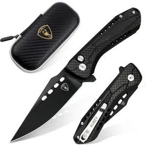 Pocket Knife for Men, 3.54" D2 Steel Blade Tactical Folding Knives, EDC Knife with Button Lock Flipper Black Skeletonized G10 Handle for Survival Camping