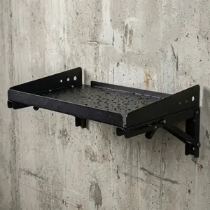 2 Pack Wall Mounted Folding Storage Rack Shelves Heavy Duty Adjustable Rail Shelf with Lip for Garage Kitchen Laundry Room Workshop