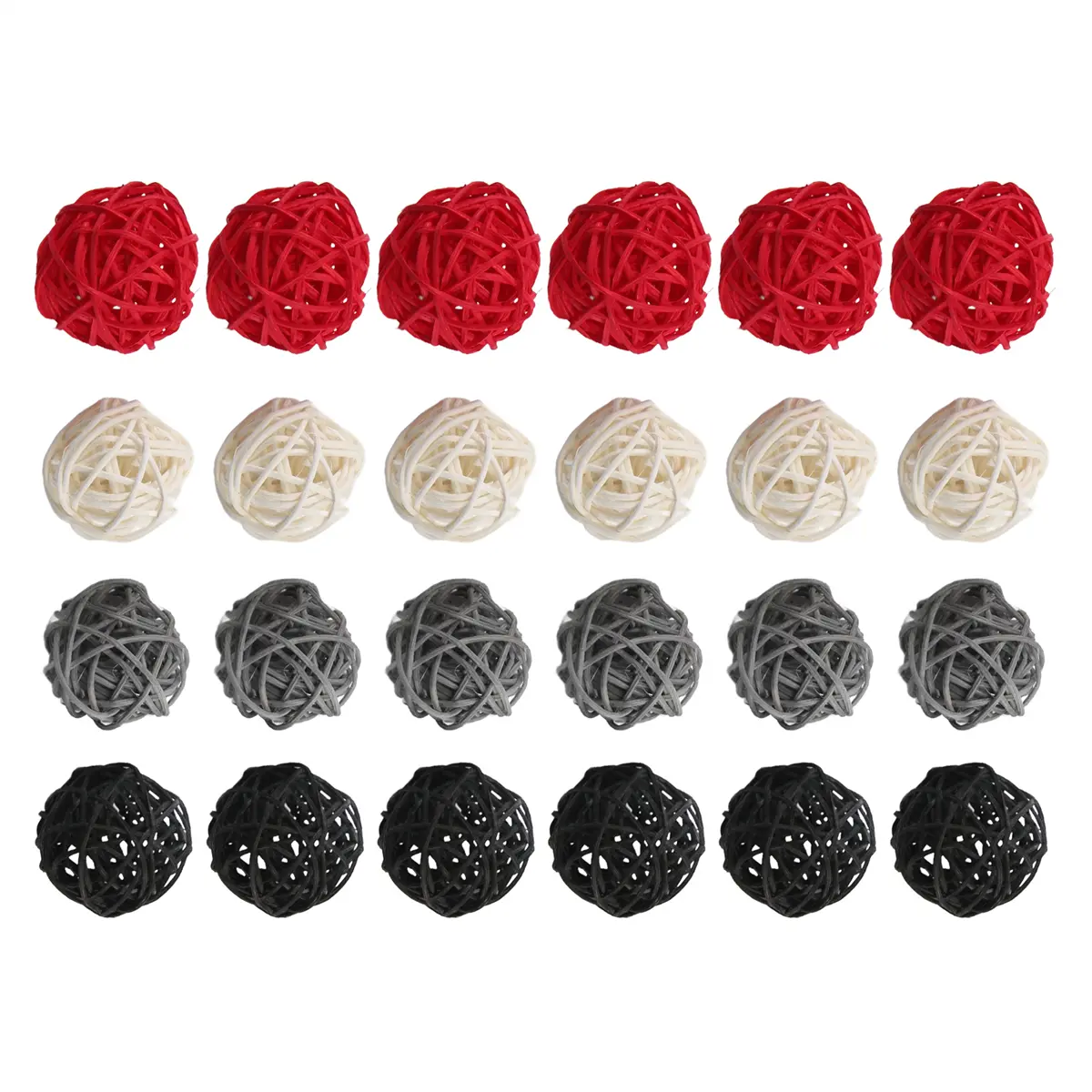 2-Inch Wicker Rattan Balls - Colorful Light Hanging Wall Nursery Decorative Ornaments, Transparent Bowl/Vase Filler, DIY Project Accents (Black, Grey, Red, White), Nature, Kid Room
