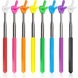 8 count Teacher Pointer Stick for Classroom Extendable Pointer Finger Telescoping Hand Pointer Retractable Pointing Stick Reading Aid for Presentation Whiteboard (8 Colors)