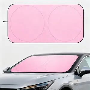 Foldable Car Windshield Sun Shade, Front Window UV & Heat Insulation Cover, Universal Auto Accessory for Sedans, SUVs & Vans, Cute Pink Style