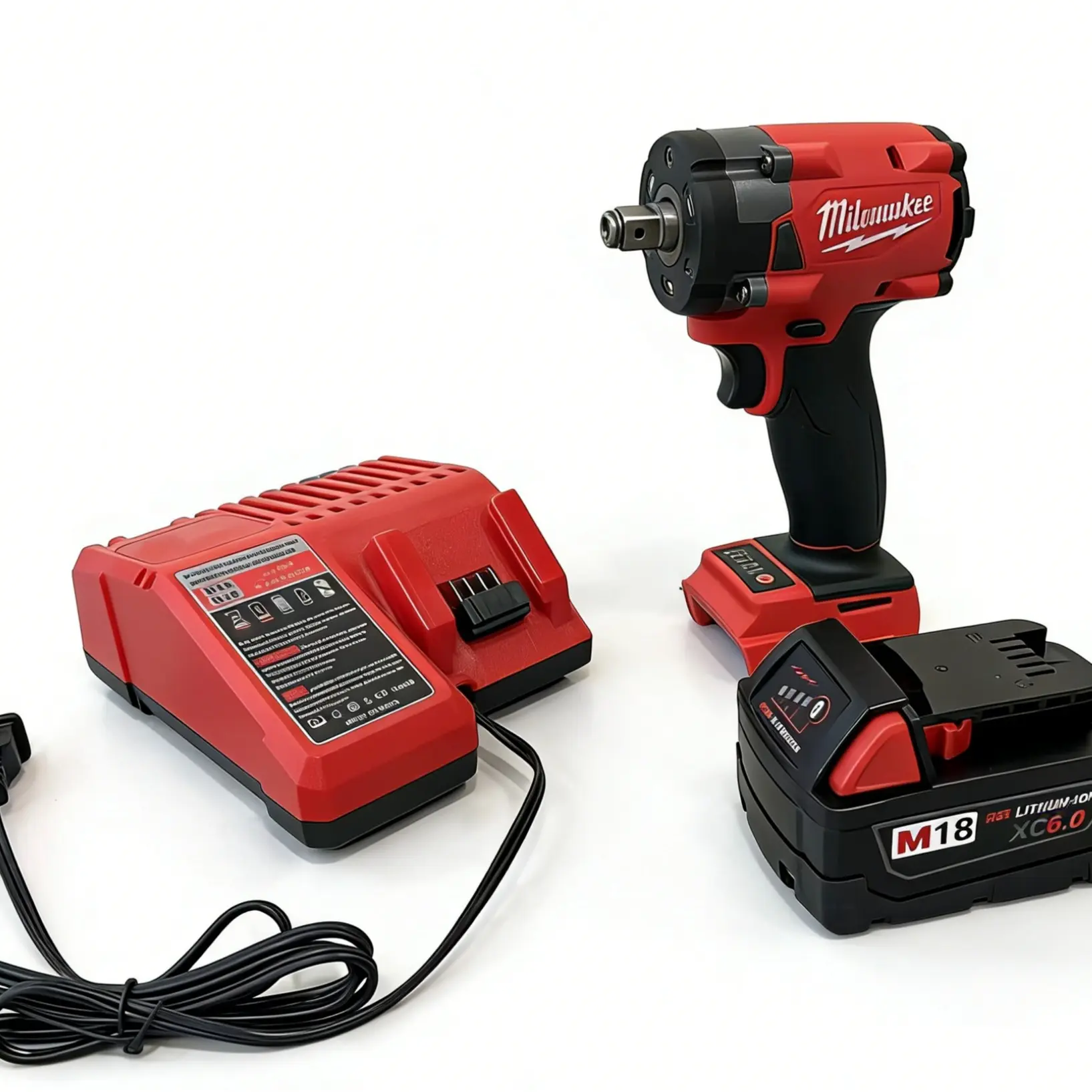 Milwaukee M18 350Nm Brushless 1/2" Impact Wrench Kit, Includes M18 XC6.0 Lithium Battery And Charger, For Automotive Maintenance & Light Construction Work