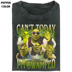 Shrek Meme Graphic Tee, Funny Cartoon Swamp Shirt, Can't Today I'm Swamped Vintage Graphic T-Shirt, Retro Movie Parody Shirt, Gift for Men, Gift for Women, Crew Neck T-shirt, Trending T-shirt