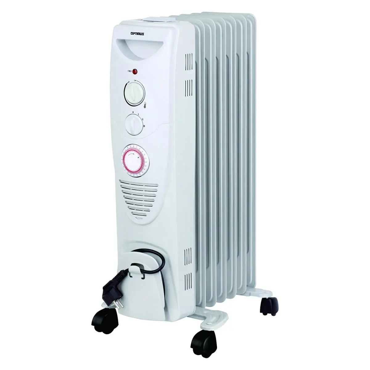 212 MAIN Optimus H6013 Portable Type 7-Fin Oil-Filled Radiator Heater, Corded Unit with Timer, Adjustable Heat, Heat Control, Multiple Wattage Options