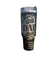 Dad Man of God Engraved 40 oz Double Insulated Stainless Steel Tumbler with Full Wrap Drinkware, Straw, Lid, and Handle, Stylish and Practical Drinkware