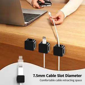DGAPHRO 9-Pack Magnetic Cable Clips - Adhesive Cord Holder for Home Office Desk, Car (Black)