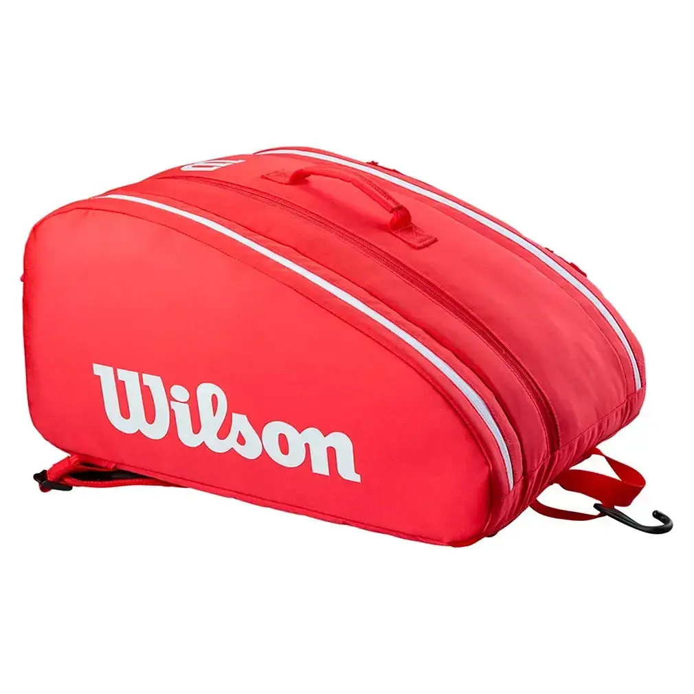 Red Tour Pickleball Bag Made from Polyester, Holds 3 Paddles and Features a Shoe Compartment, Thermoguard Lining, and 3 Side Accessory Pockets, 3 Paddle Capacity