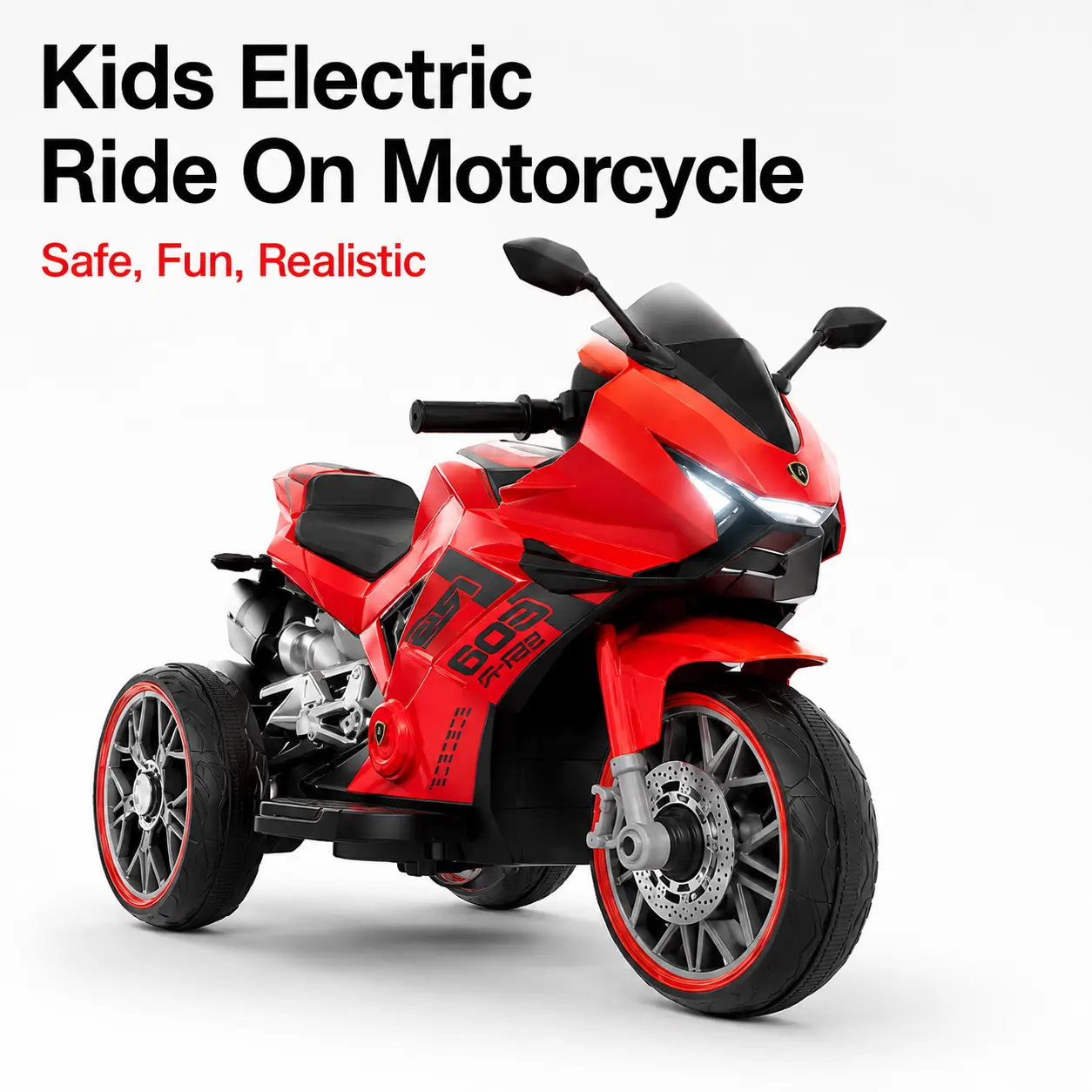 Kids 3-Wheel Battery-Powered Electric Ride-On Motorcycle Toy Bike with Sporty Design