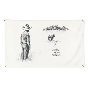 Cowboy & Horse Pattern Wall Tapestry, Western Cowboy Illustration Style Wall Hanging, Lightweight Polyester Fabric with Grommets, Perfect for Bedroom, Living Room, Decor, Home Bedroom Decor