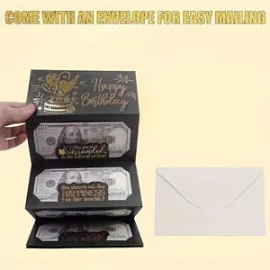 12-Piece Surprise Birthday Cash Envelopes Set, Elegant & Gold Design, Ideal for Any Celebration, Unique Gift Card Holder
