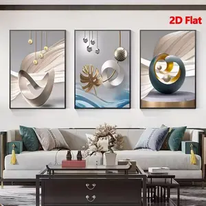 2D Flat 3-Piece Modern Geometric Posters – Nordic Light Luxury Abstract Line Art, Ideal for Home Decor or Birthday, Holiday & New Year Gifts, Modern Art Deco Style