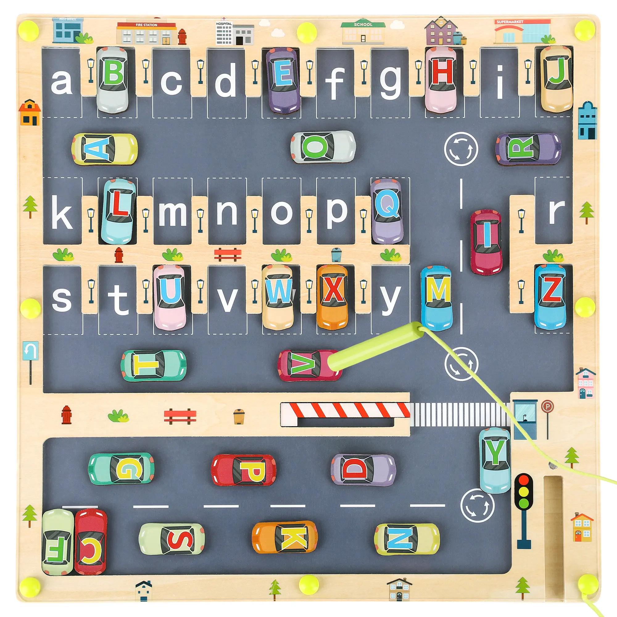 Magnetic Alphabet Maze Board,Montessori Wooden Letters Puzzles，Montessori Fine Motor Skills Toys for Girls Boys, Travel Toys，Learning Educational Toys