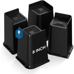 Heavy Duty L Shaped Bed Risers 2 3 4 6 8 Inch Optional Furniture Risers Up to 6000 Lbs Bed Lifts Blocks for Couch Desk Sofa Table Black 8 Inch 4 Pack