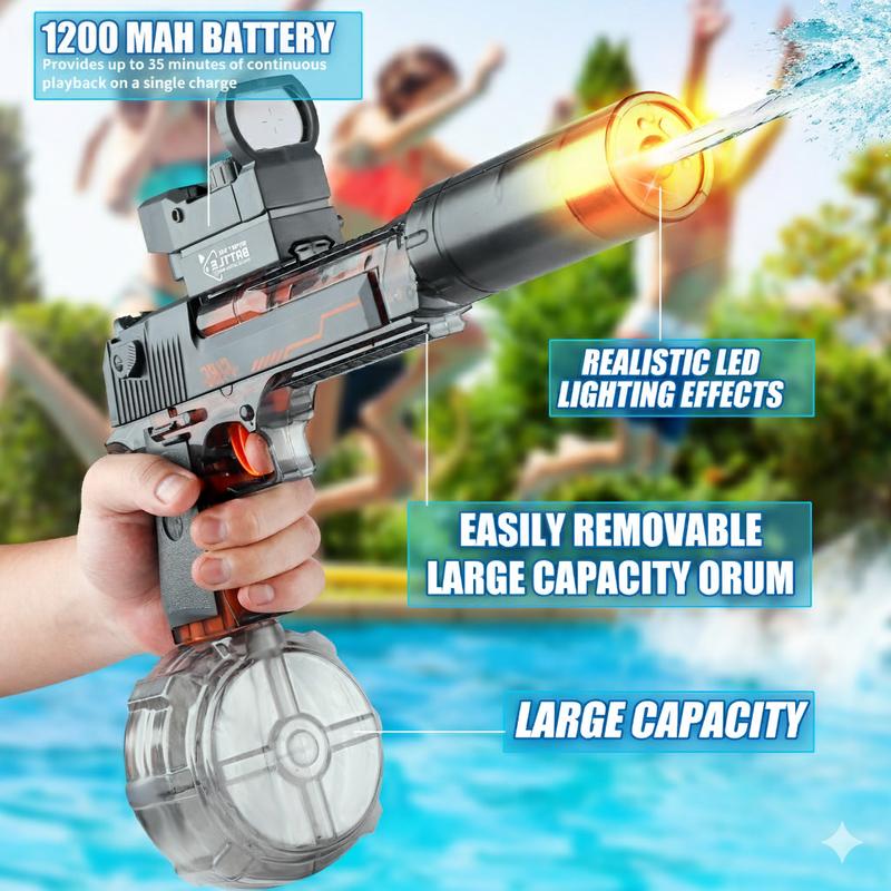 LED Electric Water Gun for Kids & Adults – Long Range Pistol Squirt Gun with Large Capacity, Automatic Summer Pool Toy
