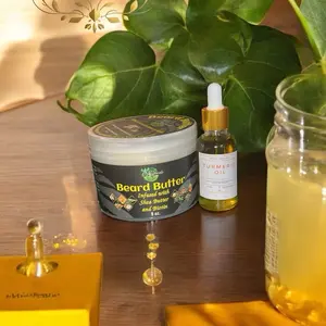 Biotin Shea Butter Beard Butter & Turmeric Face Oil - Hydrating Face Oil & Beard Butter for Nourishing Beard and Hair Care - Blend