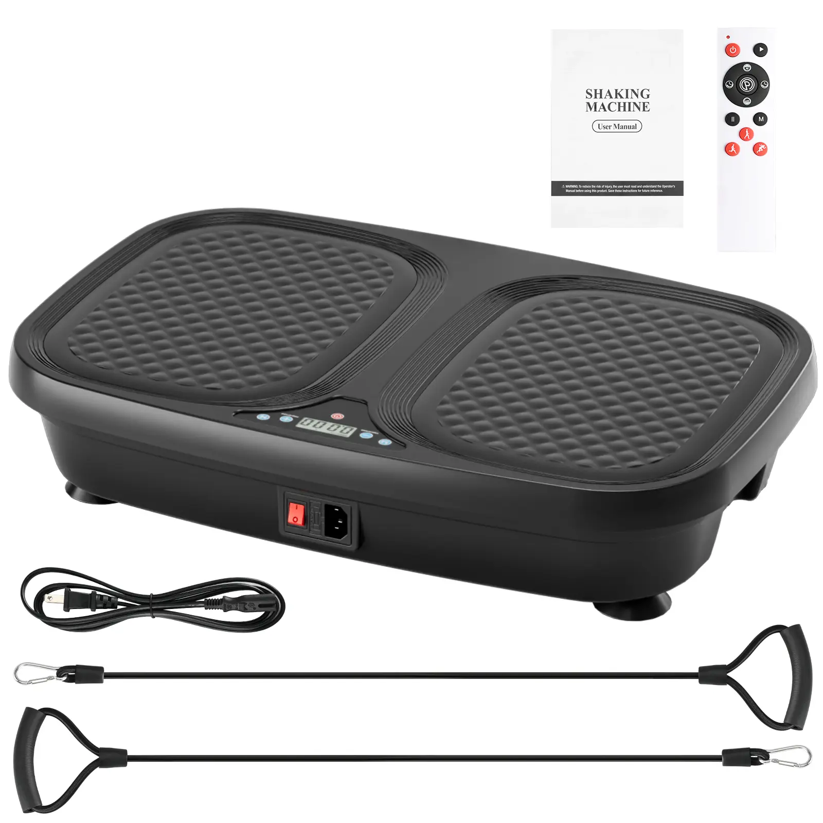 Vibration Plate Exercise Machine, Health & Fitness Full Body Vibration Platform, Portable Vibration Plate Platform for Weight Loss Home Fitness,  w/Resistance Bands+Remote