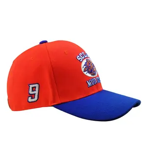 The Waterboy #9 Bobby Boucher Adam Sandler Mud Dogs Movie Baseball Cap Embroidered Adjustable Orange Dad Hat with Blue Bill