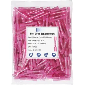 Heat Shrink  Wire Connectors,  210 count 22-16 AWG Red Insulated  Electrical Wire Connectors Automotive Marine Grade Wire Crimp Terminals  Splices, Ideal for Boat, , Red