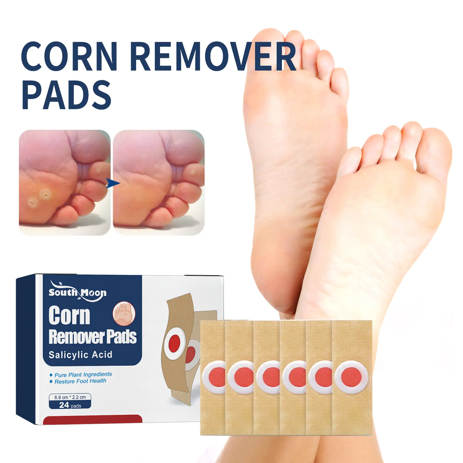  Corn Removers for Toes and Feet, 24 Pack Corn and Callus Remover Pads, Gentle Cushions for Pain Relief, Corn Remover Bandaid for Hand & Foot Use campingessentials