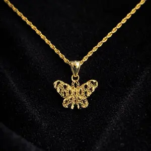 Gold Plated Butterfly Nugget Necklace