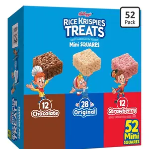 Mini Crispy Marshmallow Squares, Kids Snacks, Lunch Snacks, Variety Pack, 20.1oz Box (52 Bars)
