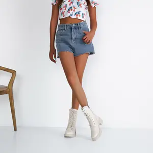 Vepose Women's 9650A Mid Calf Combat Boots Lace Up Elastic Chunky Platform Boot with Side Zipper